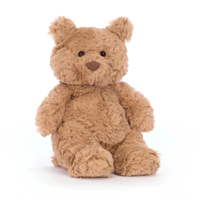 Brown teddy bear on a white background