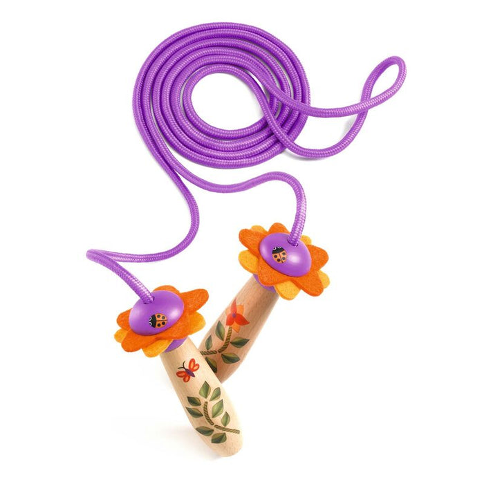 Djeco Florita adjustable skipping rope with illustrated wooden flower handles