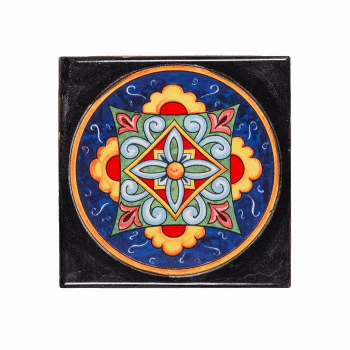 Italian Hand Painted Black Star Tile