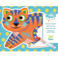 A colorful illustration of a cat with a water pen designed for young children to engage in coloring activities.