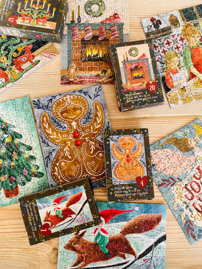 Puslespilskalender med 24 MiniJulePuslespil fra Penny Puzzle - FRI FRAGT