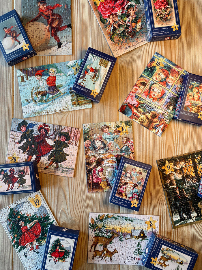Puslespilskalender med 24 Retro MiniPuslespil fra Penny Puzzle - FRI FRAGT