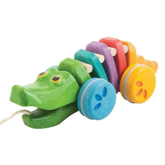 Plan Toys wooden Rainbow Alligator Pull Along toy - Djeco