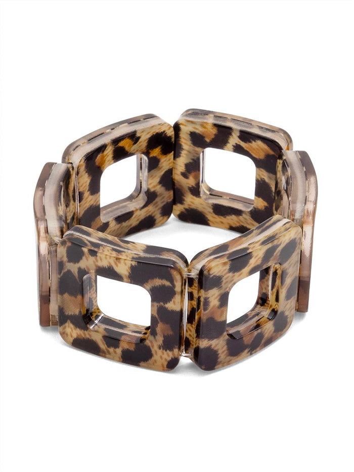 Resin Leopard Stretch Block Bracelet
