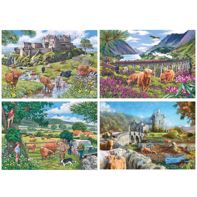 Roaming the Highlands puslespil 4 x 500 brikker fra House of Puzzles