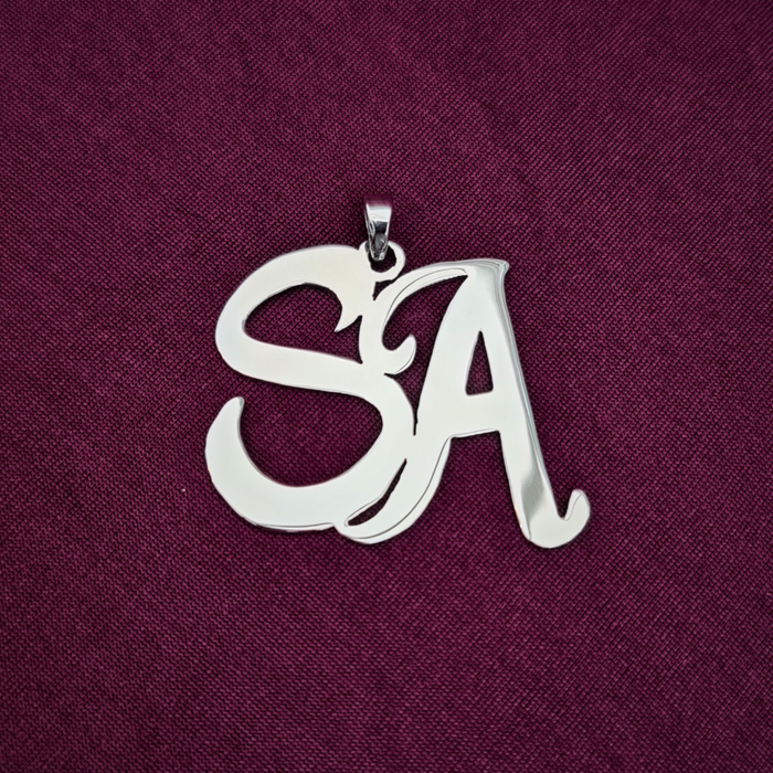 Initials pendant for men in english or arabic script