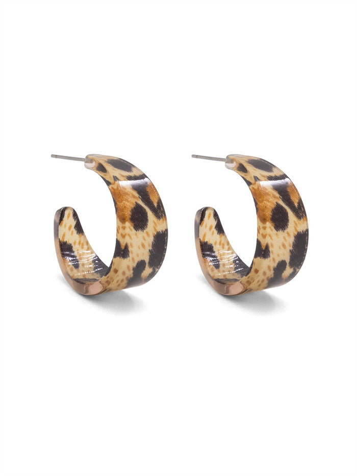 Small Resin Leopard Hoop Earring
