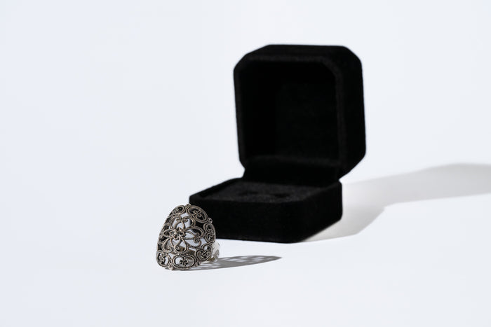 Sterling Silver Floral Crest Wrap Ring