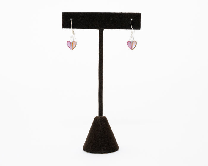 Sterling Silver Pink Mother of Pearl Heart Earrings