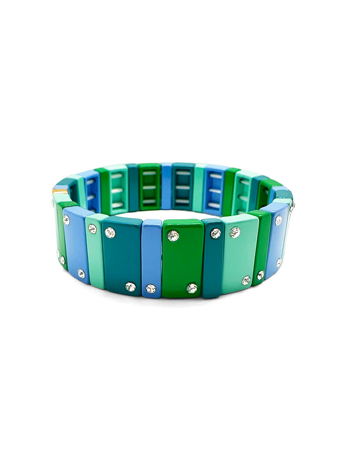 Wide Enamel Crystal Ombre Bracelet